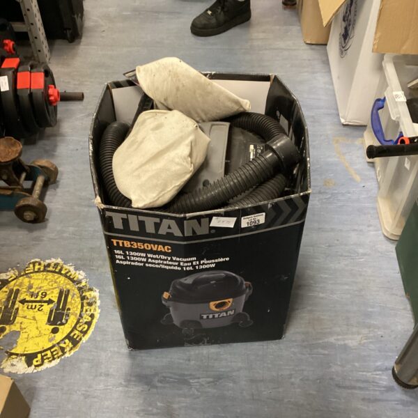 Titan wet and dry vacuum cleaner in used condition.