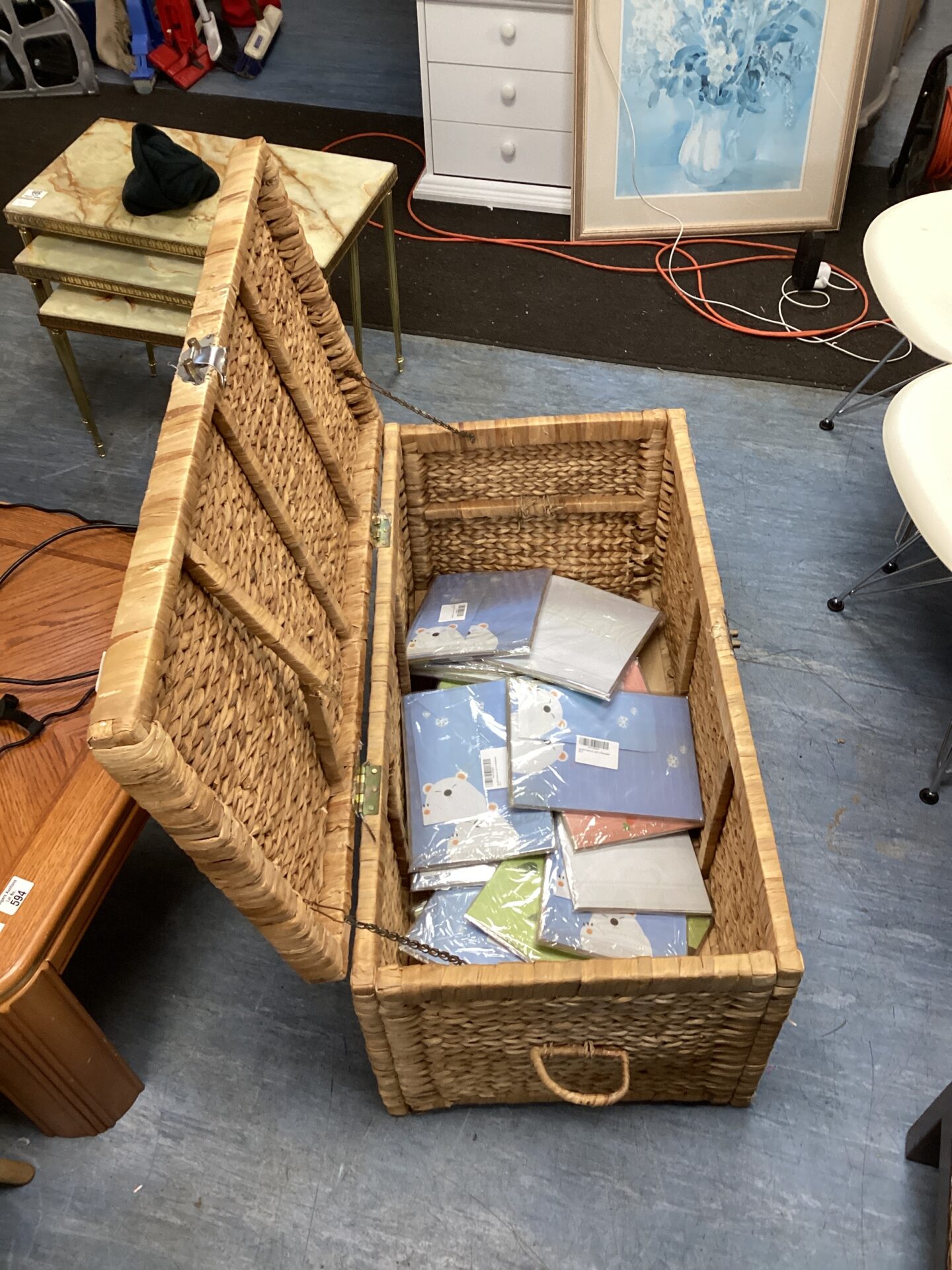 598 wicker basket of letter & envelope sets