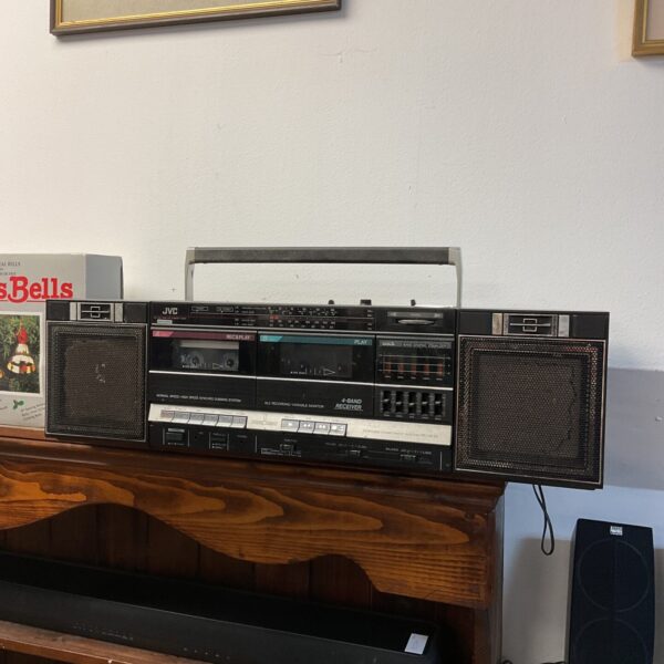 Vintage JVC PC-W35 boombox with double cassette deck.