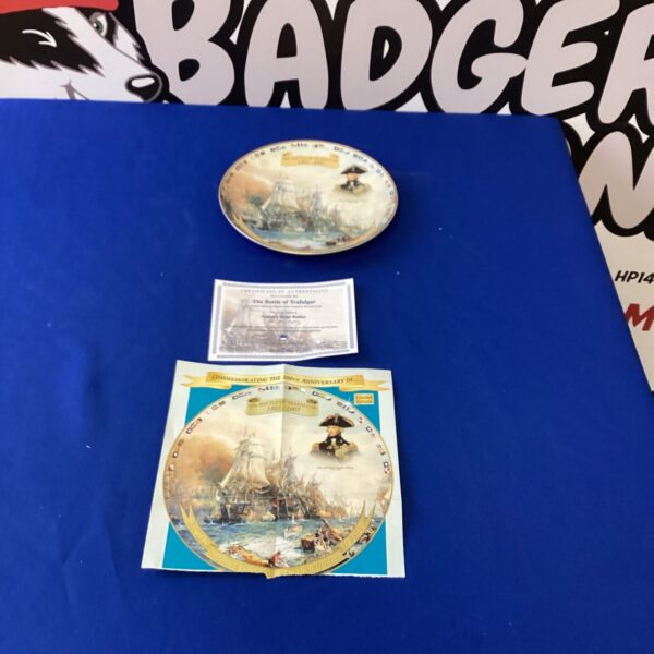 Detailed limited edition Battle of Trafalgar collectors plate for display.