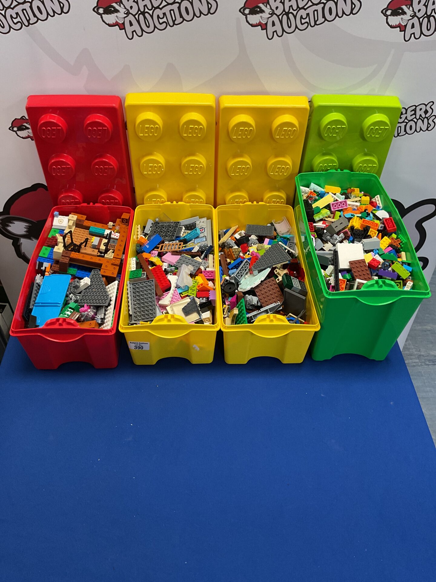 390 Four boxes of mixed lego