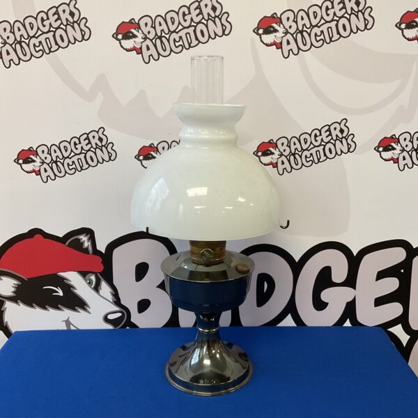Vintage Aladdin 23 paraffin lamp with frosted glass shade.