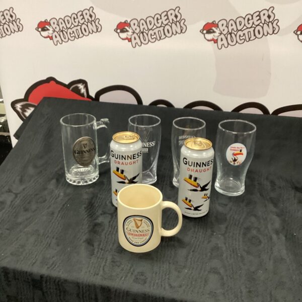 Selection of vintage Guinness glasses for collectors and enthusiasts.