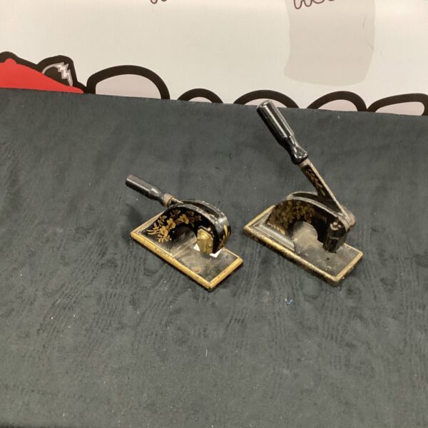 Pair of vintage brass stampers for antique office use.