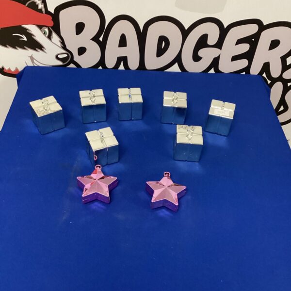 Reflective cube balloon weights for party decorations and events.