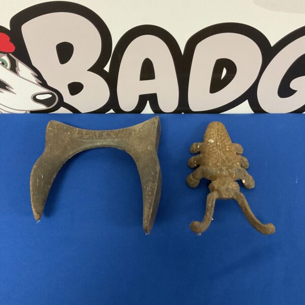 Antique cast iron boot remover and Blakey’s shoe last.