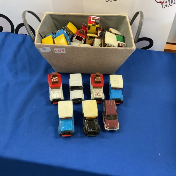 Collection of Majorette Land Rover diecast models for collectors.