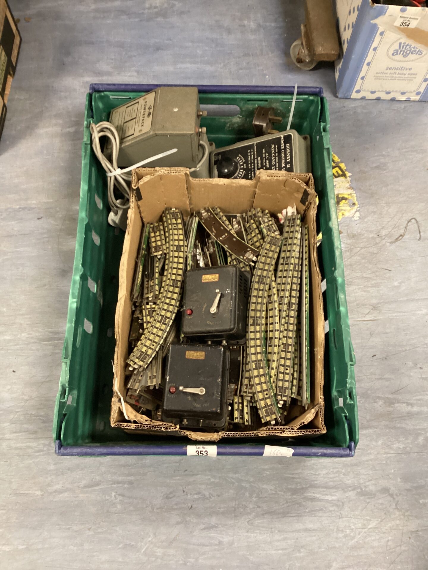 353 Vintage Hornby Metal model railway track and transformers