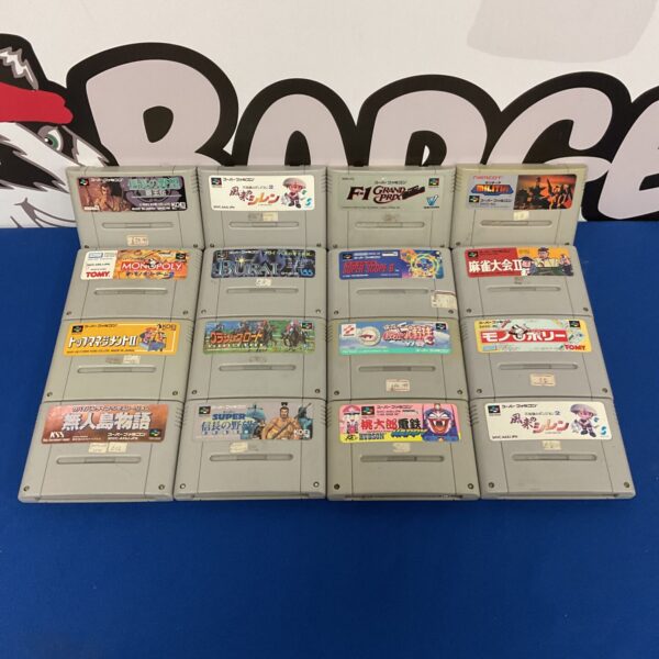 Lot of sixteen Japanese Super Nintendo and Famicom games.