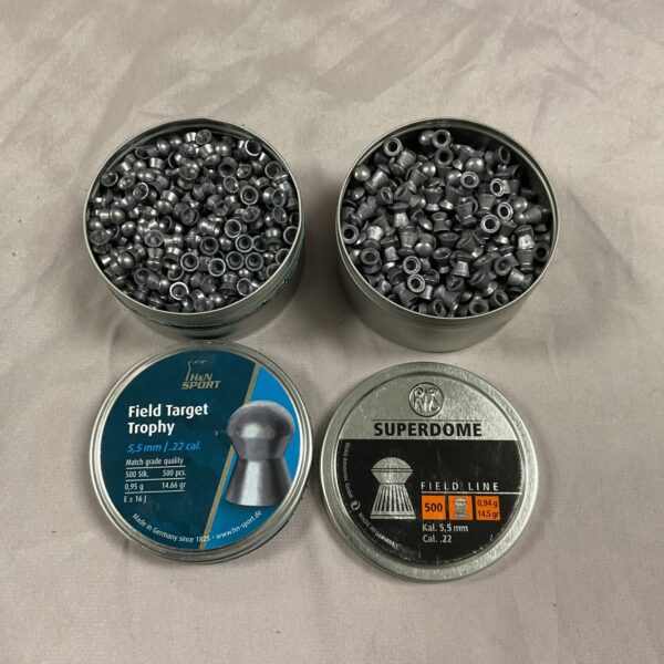 Two tins .22 cal air rifle pellets