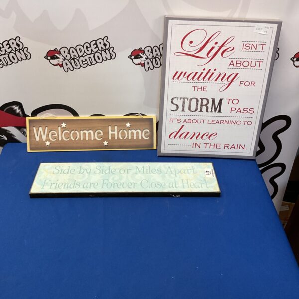 Lot of three vintage house signs and plaques for home decor.
