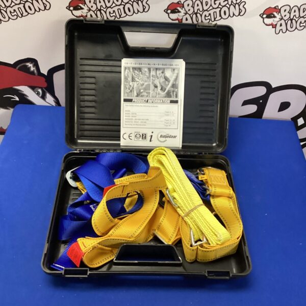 Ridgegear safety harness in a carrying case, work safety equipment.