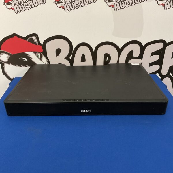 Black Denon DHT-T110 soundbar for home theatre audio.