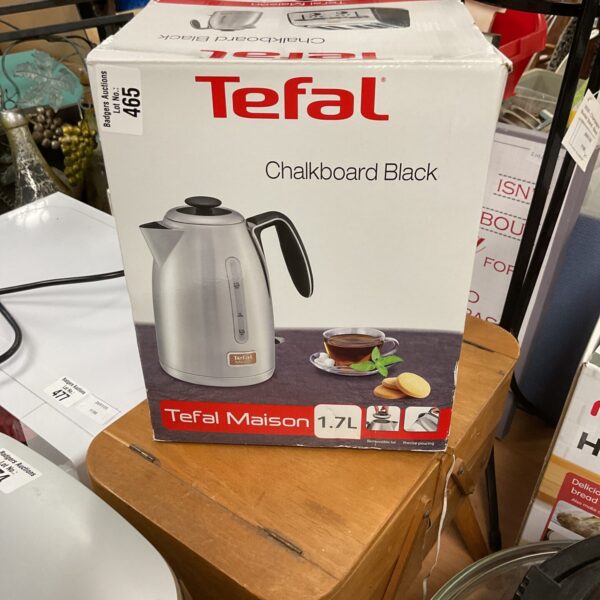 Black Tefal chalkboard kettle for auction.