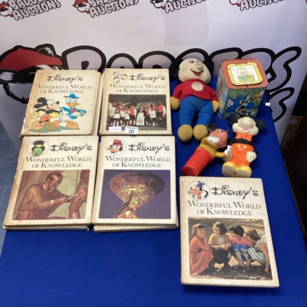 Vintage Disney Wonderful World of Knowledge book and toys lot.