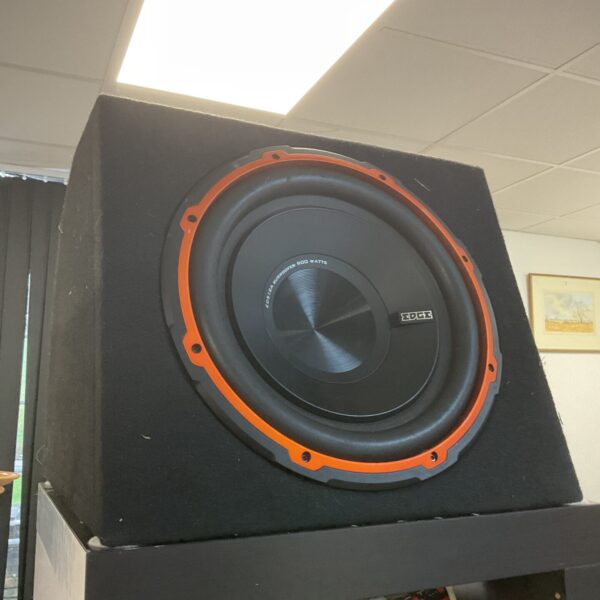 Edge ED512A car subwoofer in a black enclosure.