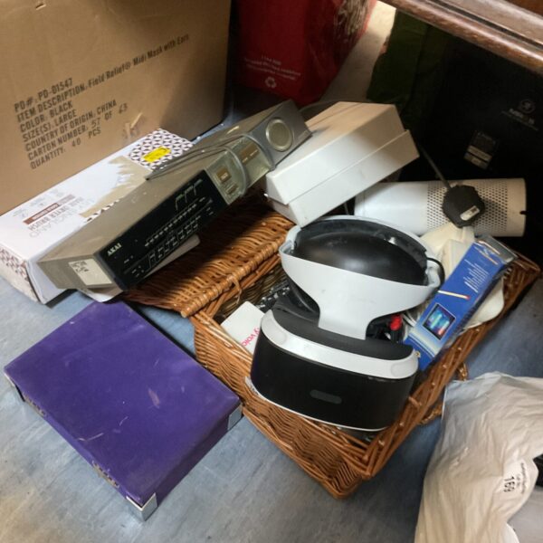 Mixed lot featuring a Sony PSVR headset and Amazon Alexa device.