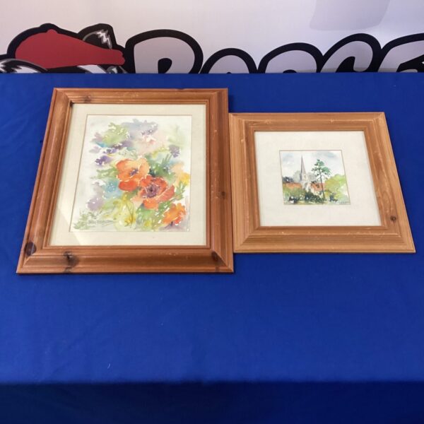 Signed Julia Fitzgibbon watercolour painting of a landscape scene.