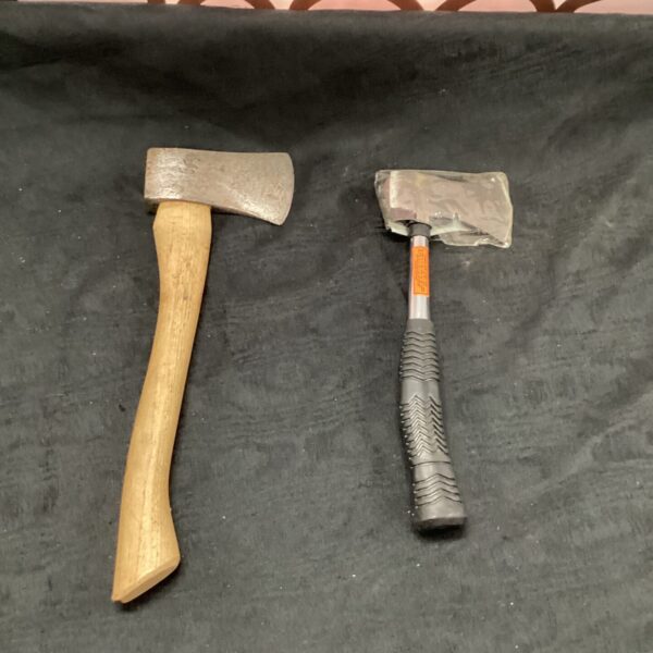 Vintage hand axe with wooden handle, ideal for outdoor chopping.
