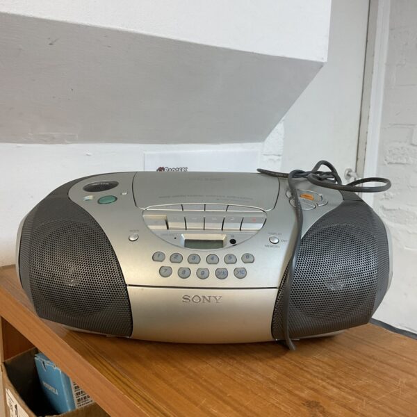 Vintage Sony CFD-S300L boombox with radio and cassette player.