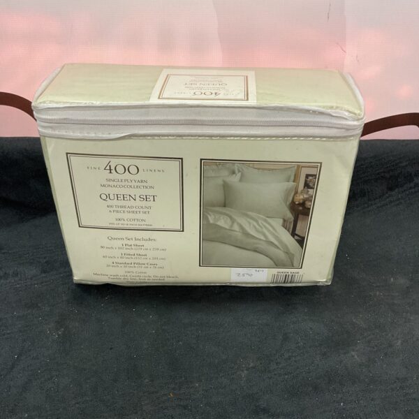 Queen size sheet set from the Monaco Collection, 100% cotton bedding.