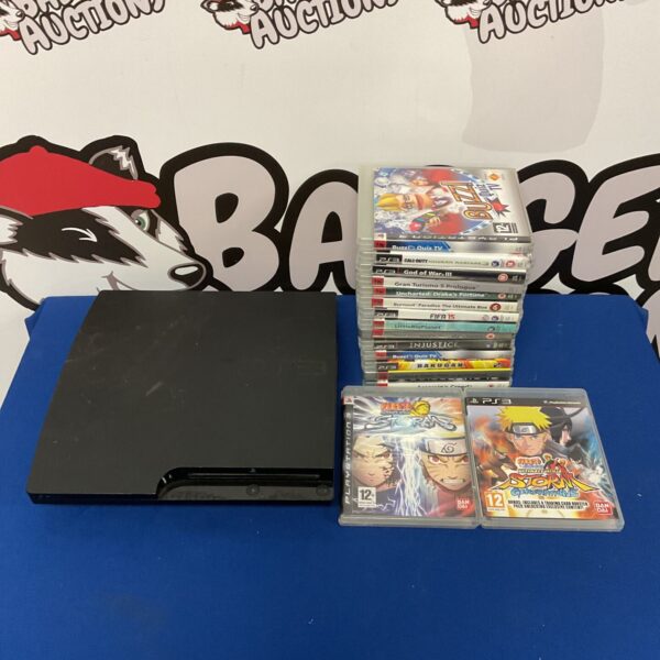 PS3 Slim console and games bundle for retro gaming enthusiasts.