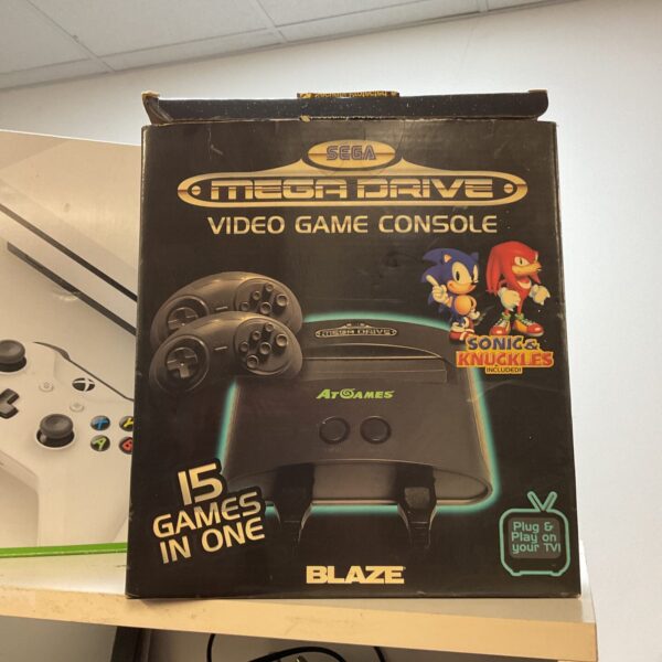 Sega Megadrive plug and play console with box and controller.