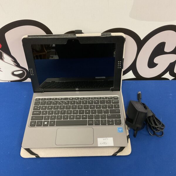 HP Windows Pro laptop showing the screen and keyboard.