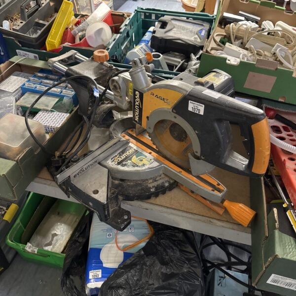 Used Evolution Rage3 chop saw for metal cutting.