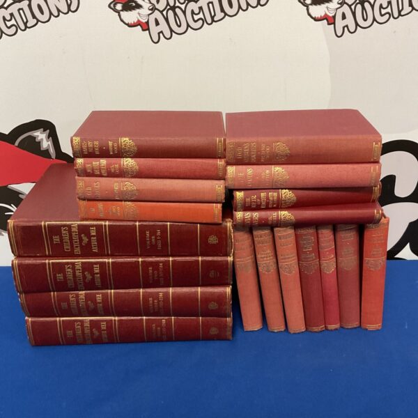 Vintage set of Collins classic books and Arthur Mee encyclopaedias.