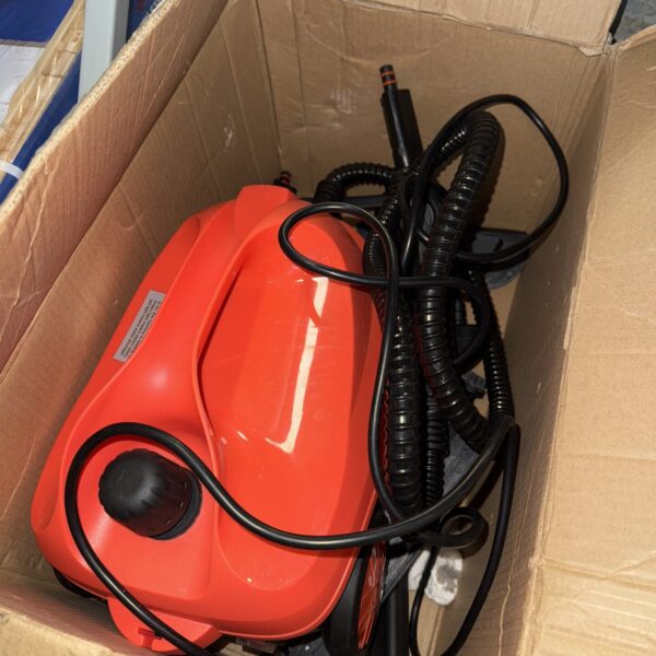 Red Mfavour CB-07A handheld steam cleaner with hose.