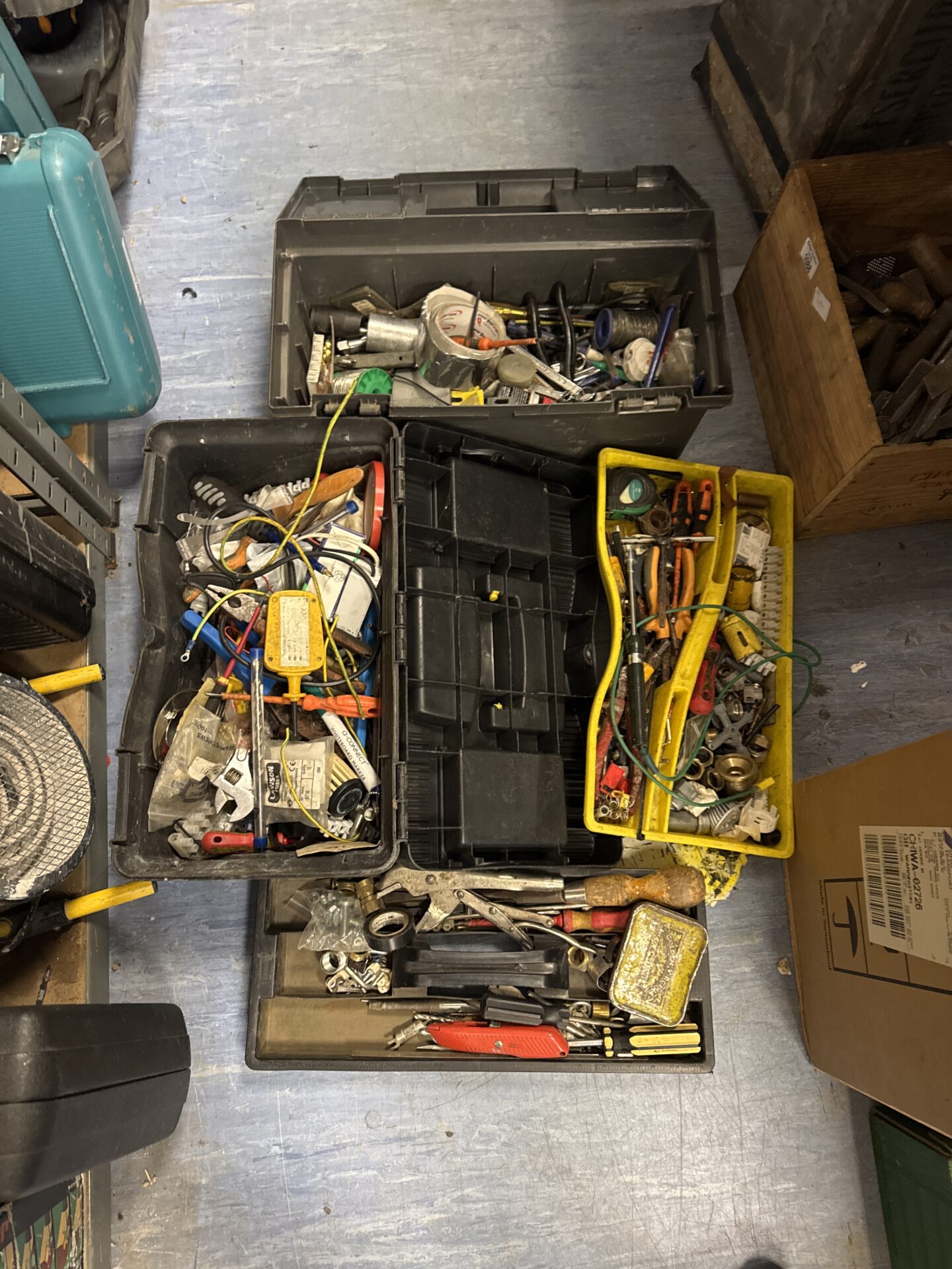 1087 Two toolboxes with contents – both have broken clips on lids