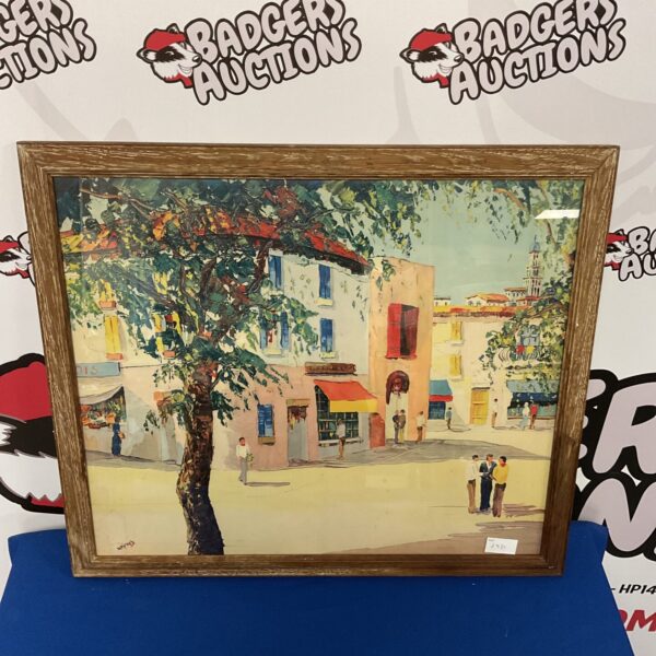 Vintage G muris print of a bustling Mediterranean market town.