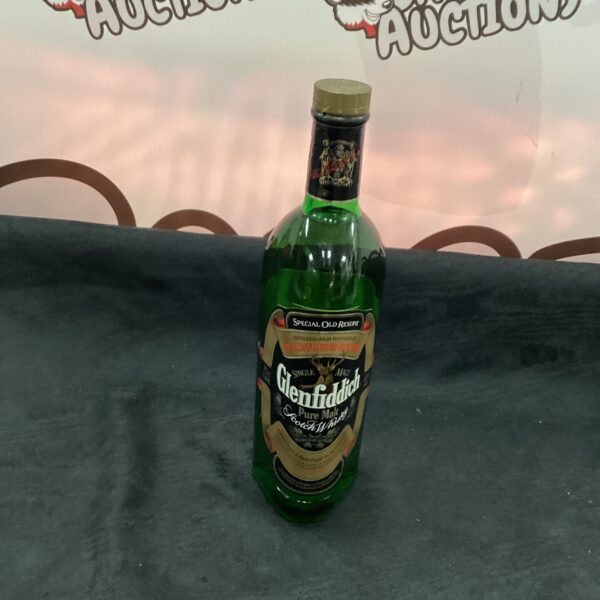 Vintage Glenfiddich Special Old Reserve whisky bottle for collectors.