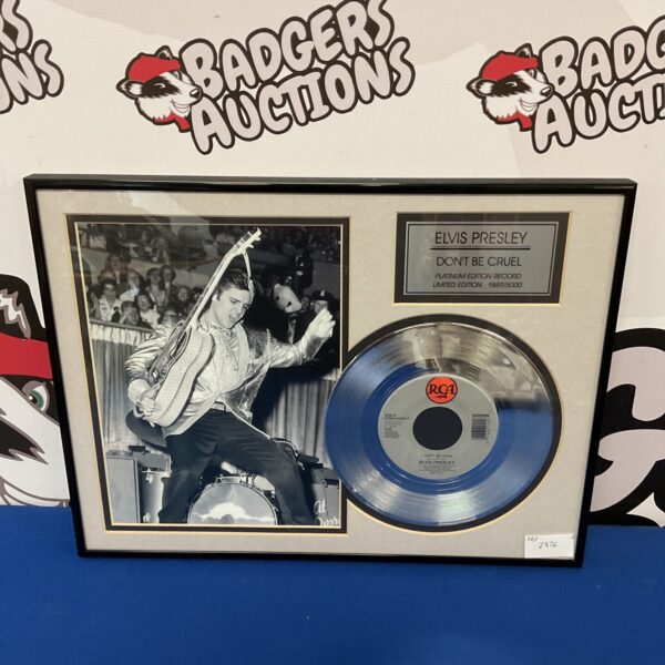 Framed Elvis Presley platinum record, limited edition collectible.