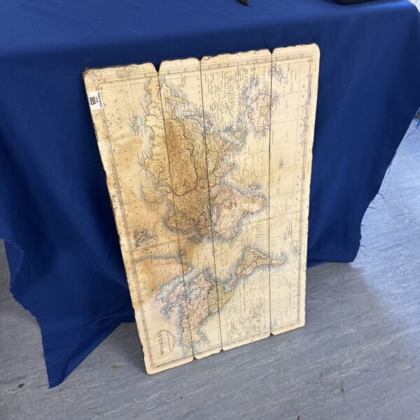 Detailed antique world map with Mercator projection on board.