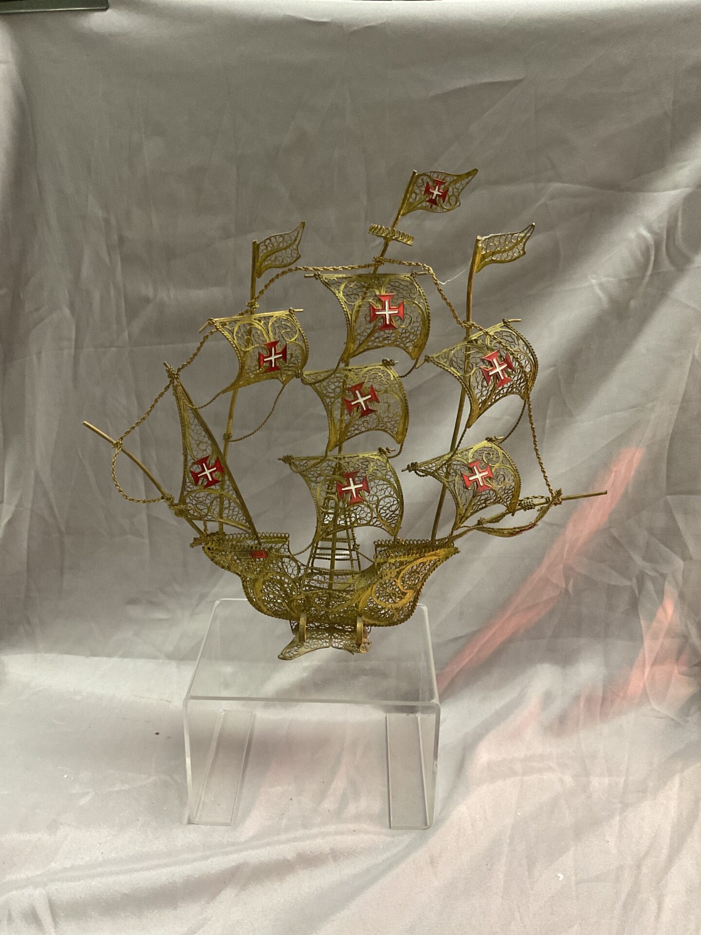 909 Brass Filigree and wire sailing ship Portugese Santa Maria