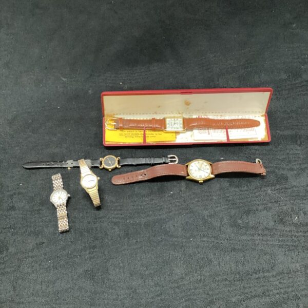Lot of five vintage wrist watches, including an Ingersoll.