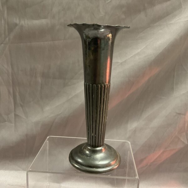 Vintage WMF pewter trumpet vase with art nouveau design.