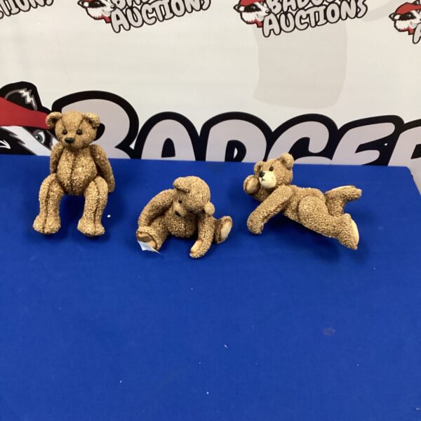 Lot of three resin collectable bears, Casper, Geoffery, and Douglas.