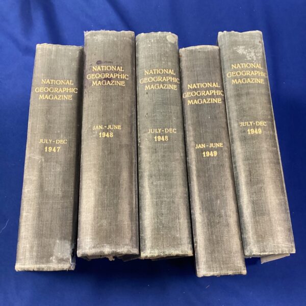 Vintage National Geographic magazines from 1947-1949, a collectible magazine lot.