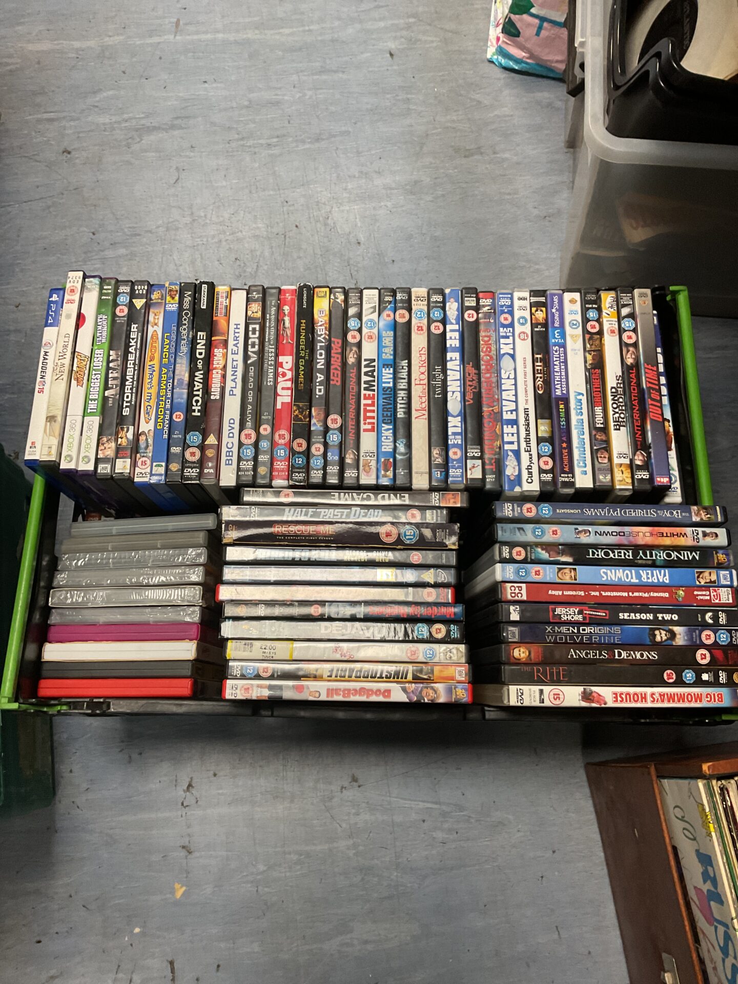 095 Crate of DVDs & games (some sealed)