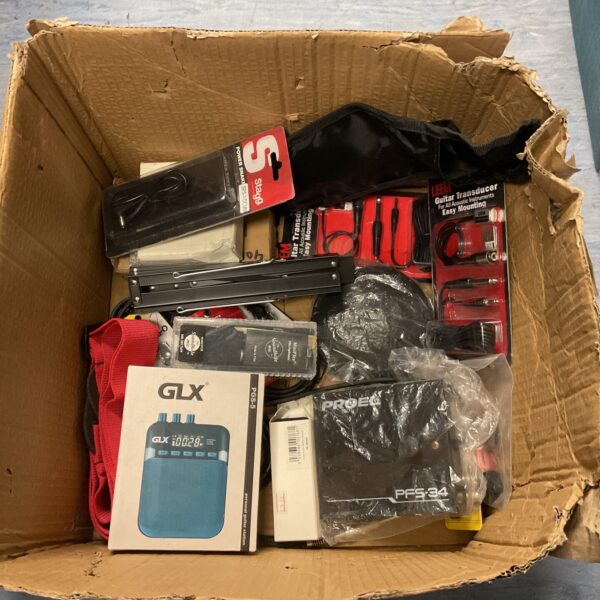 Guitar accessories lot including PFS-34 transducer in original packaging.