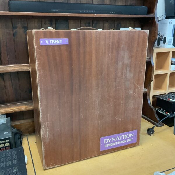 Vintage Dynatron demonstration unit transit case for audio equipment.