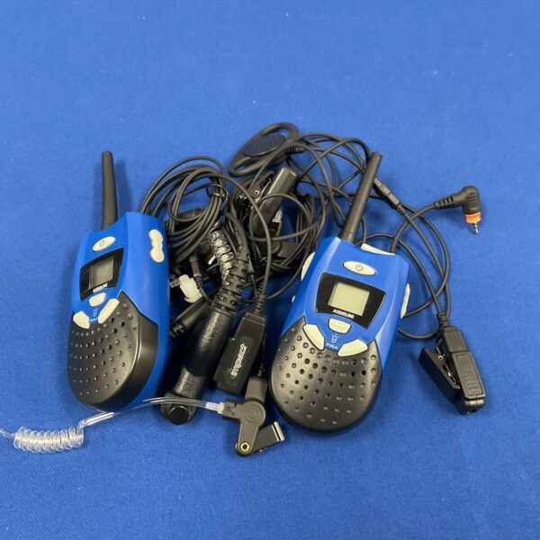 Pair of used Audioline walkie talkies with headsets.