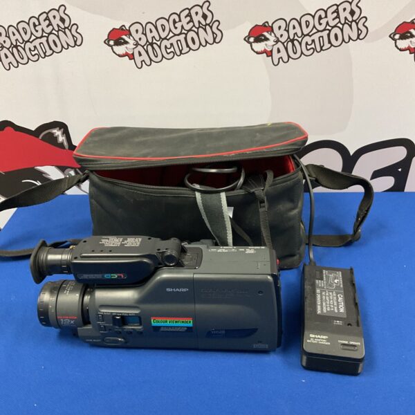 Front view of a vintage Sharp VL-C7950H 8mm camcorder.
