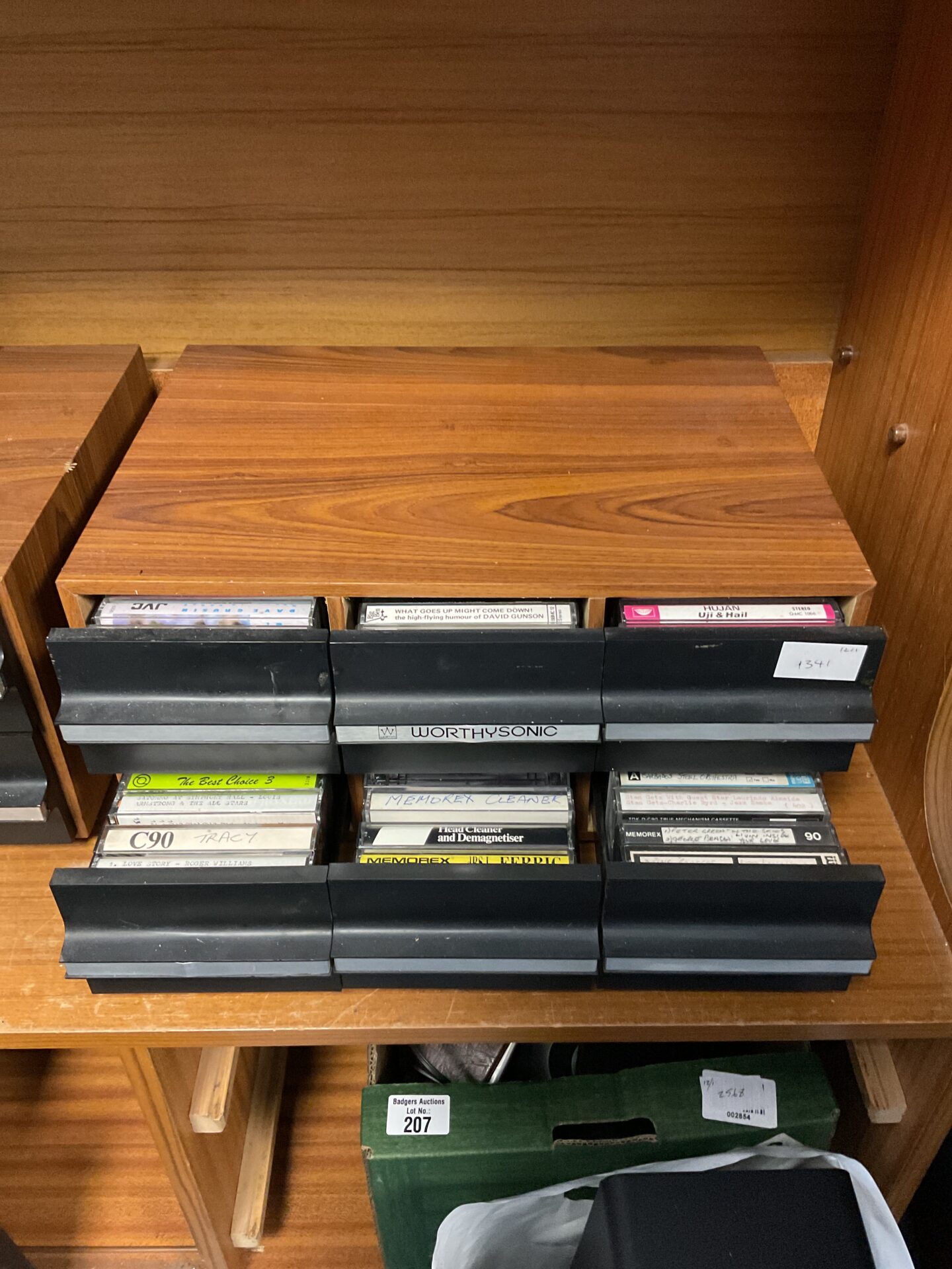 205 Worthysonic audio cassette storage drawers with contents