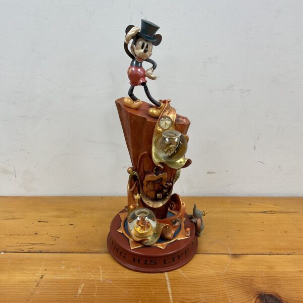Front view of vintage Disney Mickey Mouse legacy statue.
