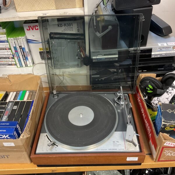 Vintage Goldring Lenco GL75 turntable for vinyl record playback.