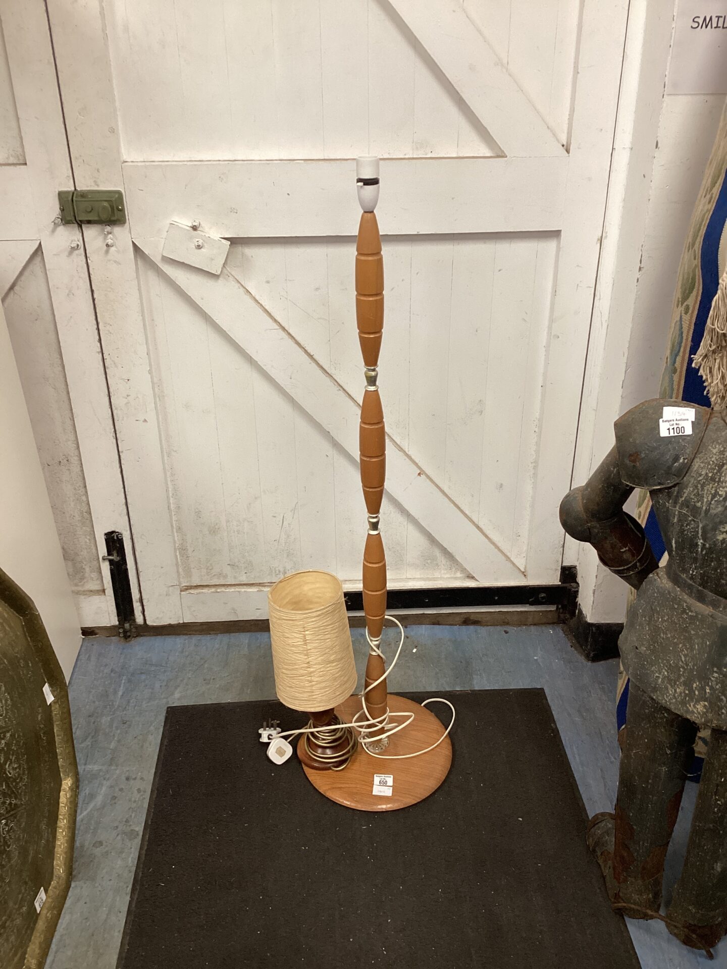 650 Wooden standard lamp with wooden table lamp